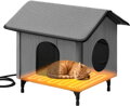 Vyhřívaný kočičí domek, venkovní, zimní, vodotěsný, izolovaný   61 x 63 x 53 cm VEVO578 |šedá