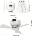 Stropní ventilátor VVU&CCO pro venkovní kempování s dálkovým ovládáním, baterie 8000 mAh se světlem, 4 rychlostní stupně, časovač dobíjecí USB