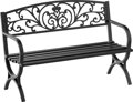  Kovová zahradní lavice, květinový design, 2místná, nosnost 240 kg