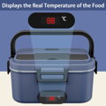 Elektrický obědový box s displejem teploty, 80 W, elektrický obědový box, 1,8 l, elektrický obědový box 12 V/24 V/230 V, termokontejner do auta, nákladního auta, kanceláře (modrý)