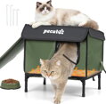Vyhřívaný domeček pro kočky zvýšený s vyhřívanou podložkou Pecute Outdoor |zelená