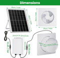 Solární ventilátor LGMCF s baterií 24 000 mAh  s ochranou proti zpětnému toku, pro kůlnu, kurník, skleník, boudu pro domácí mazlíčky, okenní odsávání