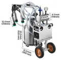 Elektrický dojicí stroj  na kolečkách 25l  pro krávy, kbelík z nerezové oceli 304 o objemu 25 l, strukové násadce v potravinářské kvalitě VEVOX AX2