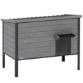 Voděodolná kočičí bouda s výklopnou střechou, odnímatelnou podlahou, vchodem pro 1-2 kočky do 12 kg, 85x55x70 cm, světle šedá PawHut