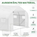 Skleník 6 rolovacích oken, dveře na zip, fólie odolná proti roztržení, kovový rám, 3,5 x 3 x 2 m, bílá