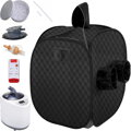 Přenosná parní sauna do domácnosti, mobilní sauna box pro 1 osobu, 9 úrovní nastavitelná teplota s dálkovým ovládáním, pro detoxikaci, relaxaci a úlevu od stresu Tazor HZL00LC-0155 | černá