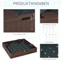 Dětské pískoviště s krytem a podlahou, modulární design, 4 sedadla, 1,23 l x 1,23 W m, hnědé