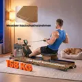 Veslovací trenažér SPORTNOW pro domácí použití, kaučukovník, skládací s aplikací Bluetooth, dvojité hliníkové ližiny, LCD displej, nosnost až 158 kg