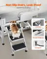 Mycí stanice pro psy z nerezové oceli 86,4 cm, vana na péči o domácí mazlíčky s kohoutkem na teplou a studenou vodu, sprchová hlavice, umyvadlo pro domácí mazlíčky, vhodné pro malé kočky a psy, protiskluzové schody (levé dveře)K2E01004
