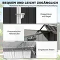 Úložný box Outsunny pro 2 popelnice, vyrobený z pozinkované oceli, s výklopným víkem, plynovou pružinou, dvoukřídlými dveřmi a větracími otvory