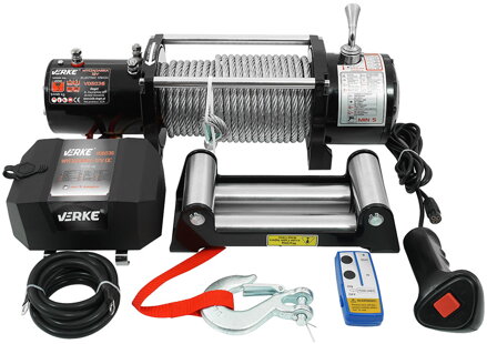 Elektrický lanový naviják 12V, 12000 LBS, 24m, Verke V06036