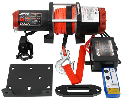 Elektrický naviják 12V, 4500 lbs, syntetické lano VERKE V06042