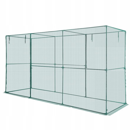 Ochranná síť na rostliny s dvířky,skleník 356x120x194 cm.  ochrana proti ptákům, hmyzu a malým zvířatům, VEVO259