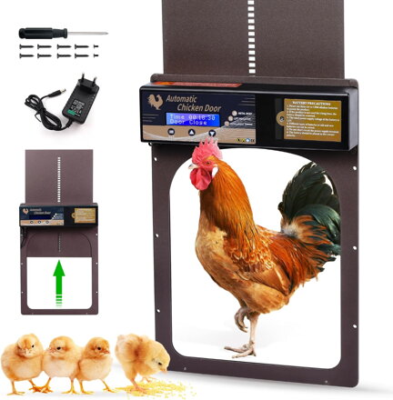 Automatická dvířka ke kurníku baterie baterie adaptér 220V  VAYALT