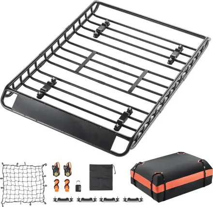 Zahrádka na auto, střešní nosič  plus box na zavazadla set 1300x910x105mm VEVO345 |černá