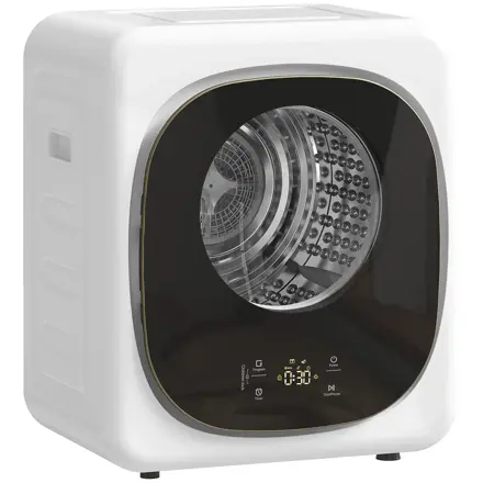 Sušička prádla HOMCOM 4 kg, kompaktní design, 5 režimů, časovač| bílá+černá