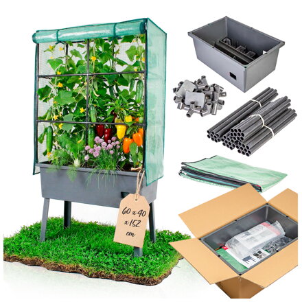 Mini balkonový skleník, vyvýšený květináč na zeleninu a květiny 60x40x152 cm