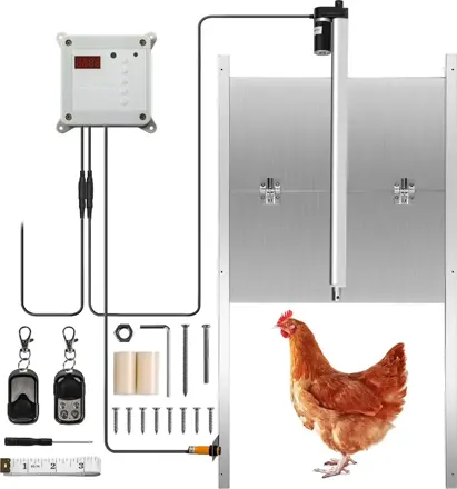 Automatická dvířka do kurníku z hliníkové slitiny 30 x 30 cm s řízením času světelným senzorem |VEVO 359 
