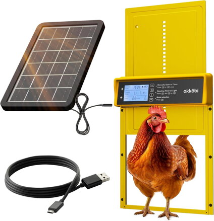 Automatická kuřecí dvířka z hliníkové slitiny solární dálkové ovládání Okkobi EU 02| černý