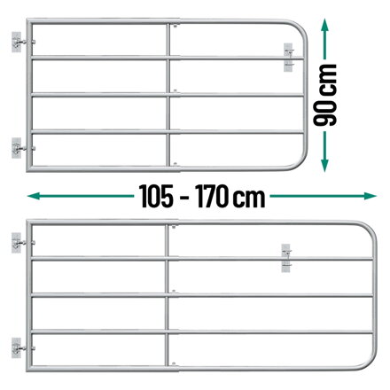 Nastavitelná pastevní branka, výška 90 cm, 1,05 m až 1,70 m