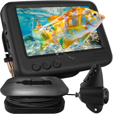 Podvodní rybářská kamera Fishfinder, kamera s 4,3palcovým IPS displejem a 15m kabelem, vodotěsná 220° širokoúhlá noční vidění,