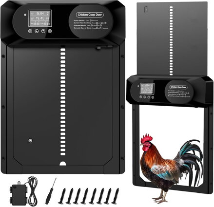 Automatická dvířka do kurníku baterie a připojení USB