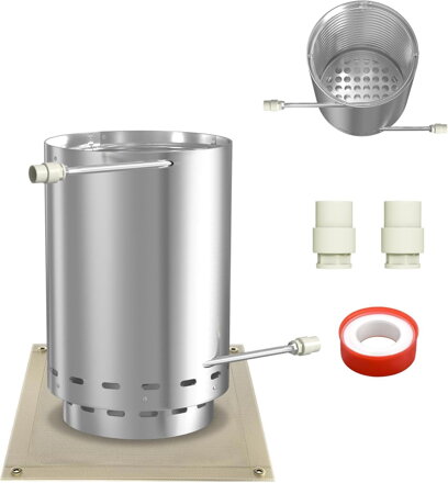 Bazénový ohřívač , topná spirála, 30 x 45 cm, připojení 32/38 mm 2 v 1,palivové dřevo, ohřev bazénu, ACXIN 3045 |stříbrná