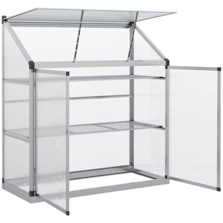 outsunny Slunný skleník  polykarbonát , hliníkový rám, 131 x 58 x 139,5 cm