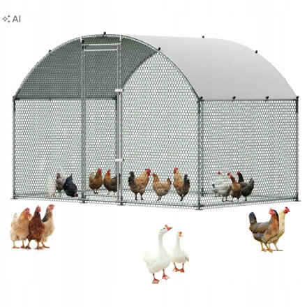 Výběh pro drůbež  kovový, klec pro slepice , 3x2x2m / 6m2 FIVMEN