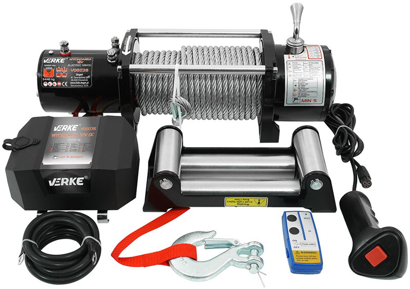 Elektrický lanový naviják 12V, 12000 LBS, 24m, Verke V06036