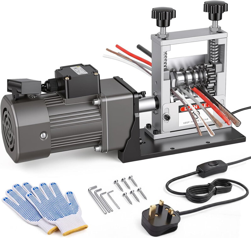 Automatický odizolovací stroj CREWORKS, 8kanálový elektrický odizolovač pro měděné kabely od 3 do 17 mm, odizolovač kabelů s 5 čepelemi a plně měděným motorem
