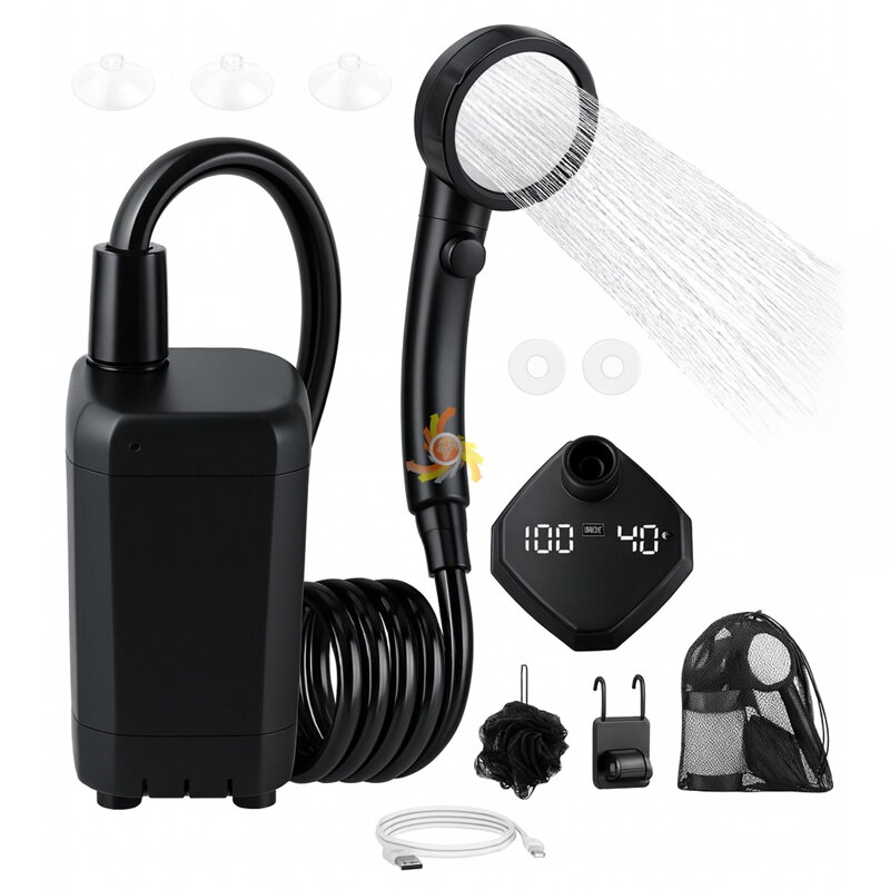 Elektrická kempinková sprcha dobíjecí s inteligentním digitálním displejem Q16G2