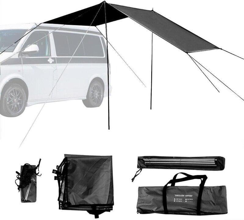 Markýza na auto, stan, kempování, SUV, markýza pro obytný vůz, 210D UV ochrana, vodotěsná, pro karavan, dodávku, obytný vůz Markýza na auto, stan, kempování, SUV, markýza pro obytný vůz, 210D UV ochrana, vodotěsná, pro karavan, dodávku, obytný vůz