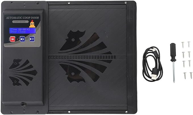 Horizontální dvířka do kurníku inteligentní automatické dveře | černý Horizontální dvířka do kurníku inteligentní automatické dveře | černý