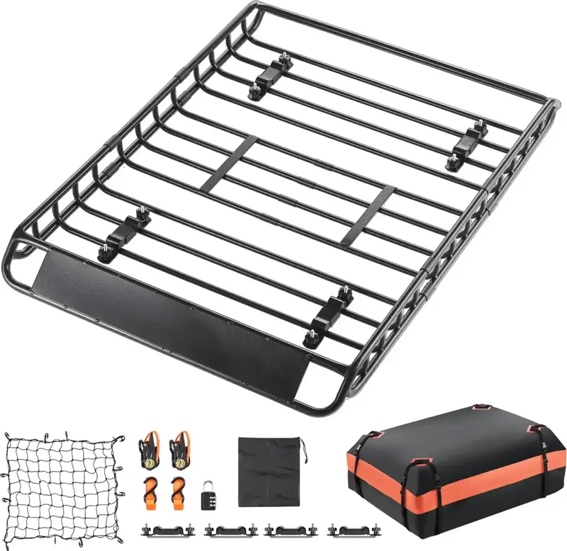 Zahrádka na auto, střešní nosič  plus box na zavazadla set 1300x910x105mm VEVO345 |černá