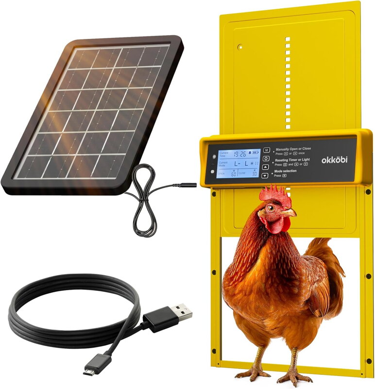 Automatická kuřecí dvířka z hliníkové slitiny solární dálkové ovládání Okkobi EU 02| černý