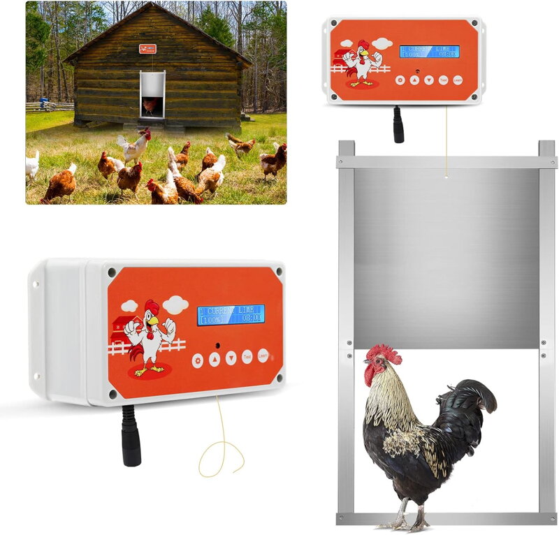 Automatická dvířka do kurníku LED displej Dálkové ovládání Automatická dvířka do kurníku LED displej Dálkové ovládání