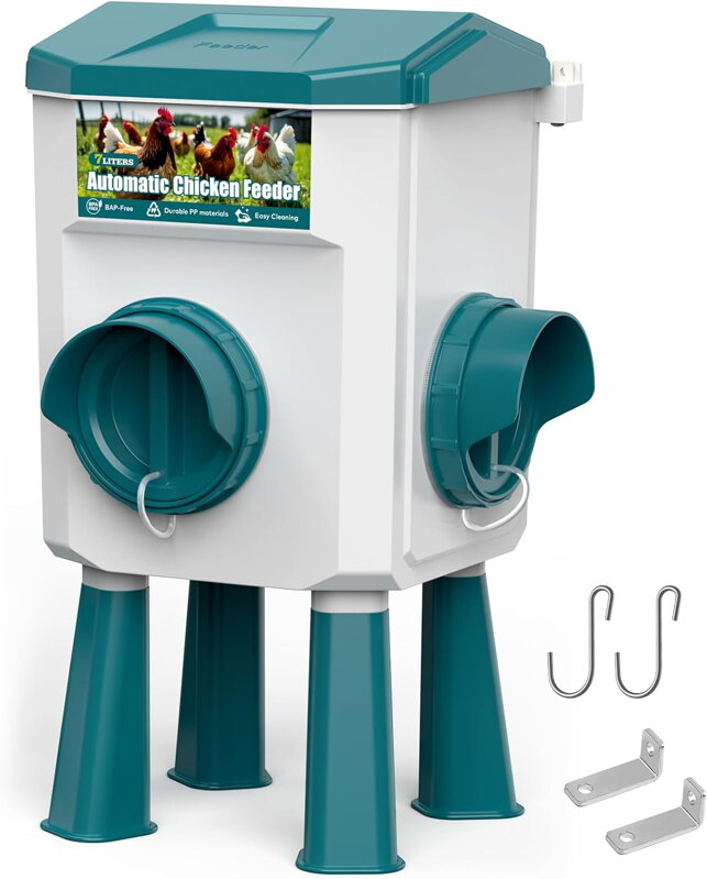 Automatický krmítko pro kuřata 7 kg s nožičkami, krmítko pro drůbež, automatické krmítko pro kuřata, závěsná krmná stanice, příslušenství pro kuřata ChamutyWSQ3BU