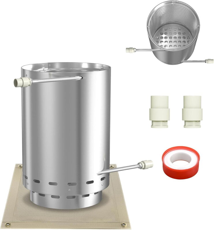 Bazénový ohřívač , topná spirála, 30 x 45 cm, připojení 32/38 mm 2 v 1,palivové dřevo, ohřev bazénu, ACXIN 3045 |stříbrná