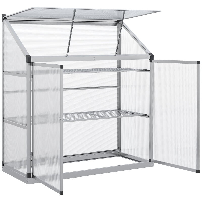 outsunny Slunný skleník polykarbonát , hliníkový rám, 131 x 58 x 139,5 cm outsunny Slunný skleník polykarbonát , hliníkový rám, 131 x 58 x 139,5 cm