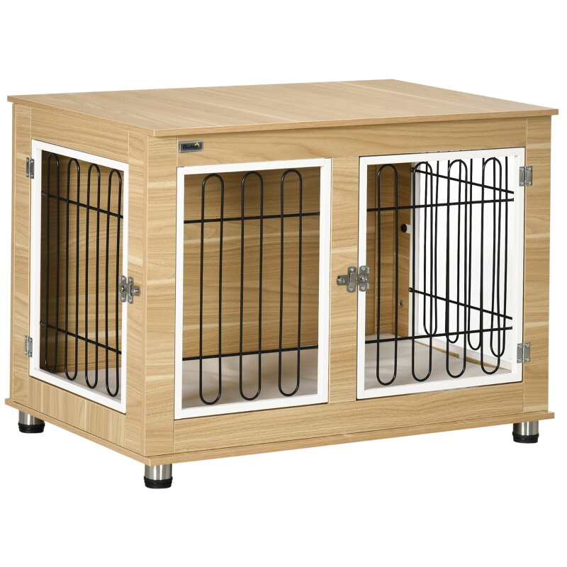 Klec pro psy omyvatelná polštářová přepravka pro psy 2 západky 90 cm x 58 cm x 65 cm přírodní + černá + bílá Klec pro psy omyvatelná polštářová přepravka pro psy 2 západky 90 cm x 58 cm x 65 cm přírodní + černá + bílá
