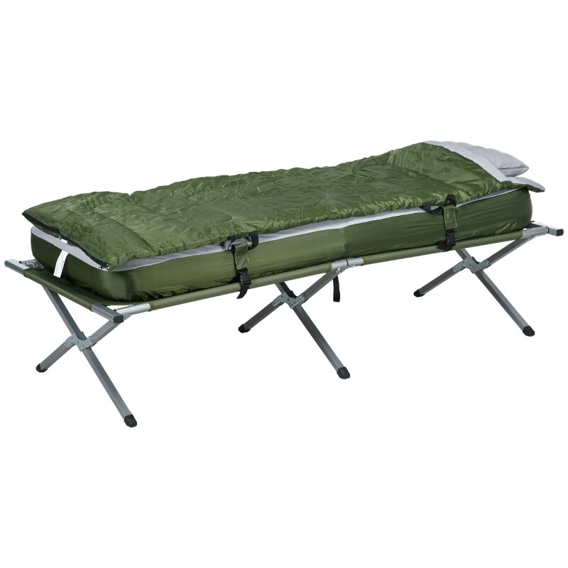 Kempingová postel Outsunny, 5dílná sada, včetně přepravní tašky, 193 x 86 x 43/63 cm, zelená Kempingová postel Outsunny, 5dílná sada, včetně přepravní tašky, 193 x 86 x 43/63 cm, zelená