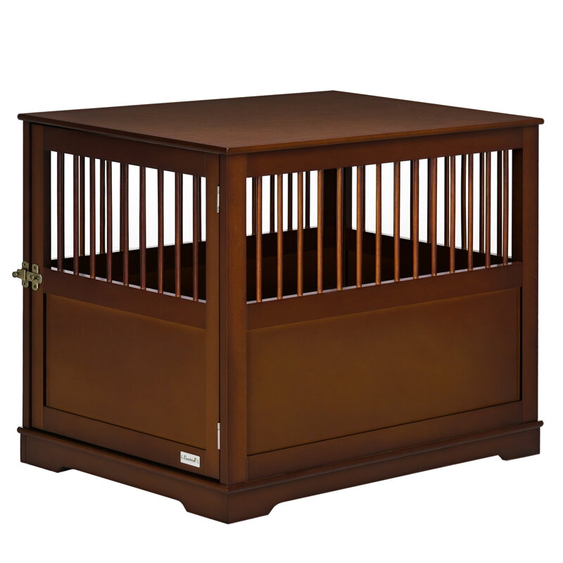 Psí klec se zámkem, přepravní box, 80,5 cm x 59,5 cm x 67,5 cm, hnědá Psí klec se zámkem, přepravní box, 80,5 cm x 59,5 cm x 67,5 cm, hnědá